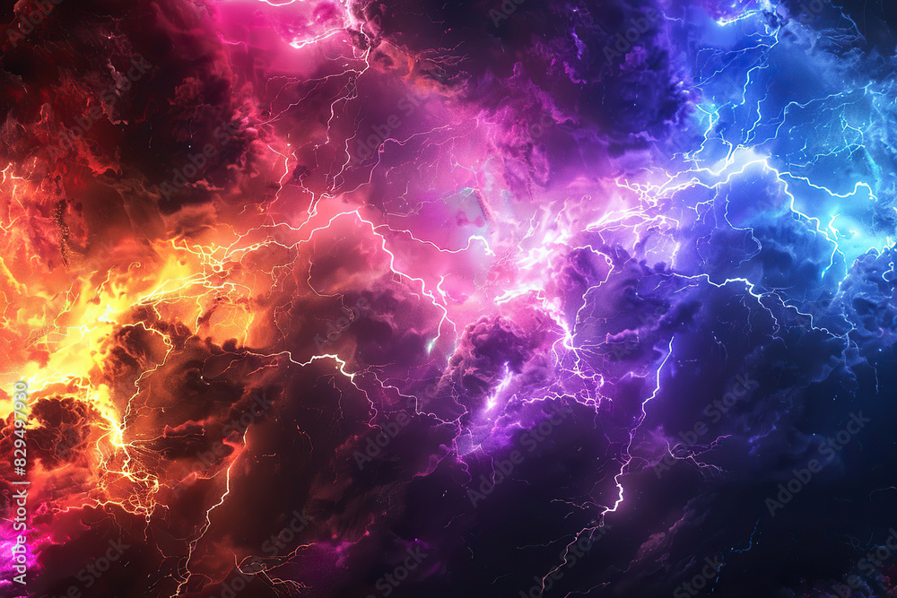 Generative ai on theme of scary bright electric lightning bolt with branches in the night dark sky Generative ai on theme of scary bright electric lightning bolt with branches in the night dark sky