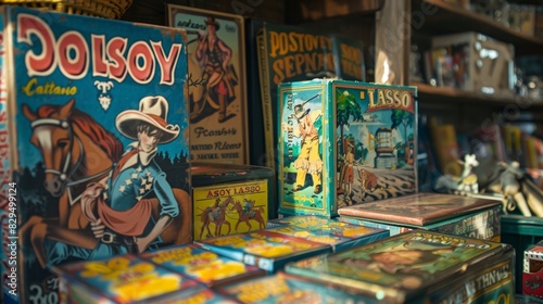 A vintage game of Cowboy Lasso with its charmingly retro packaging and illustrations beckons visitors to give it a try.