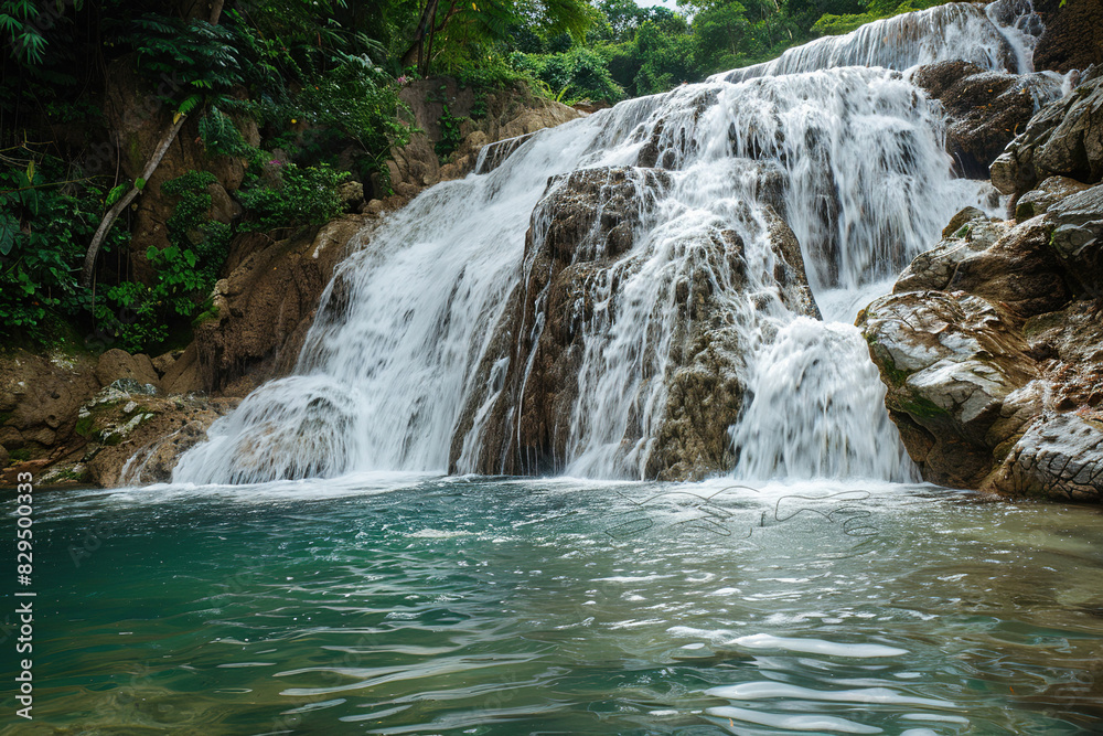 Generative ai on theme of beautiful majestic waterfall in natural nature, national park attraction Generative ai on theme of beautiful majestic waterfall in natural nature, national park attraction