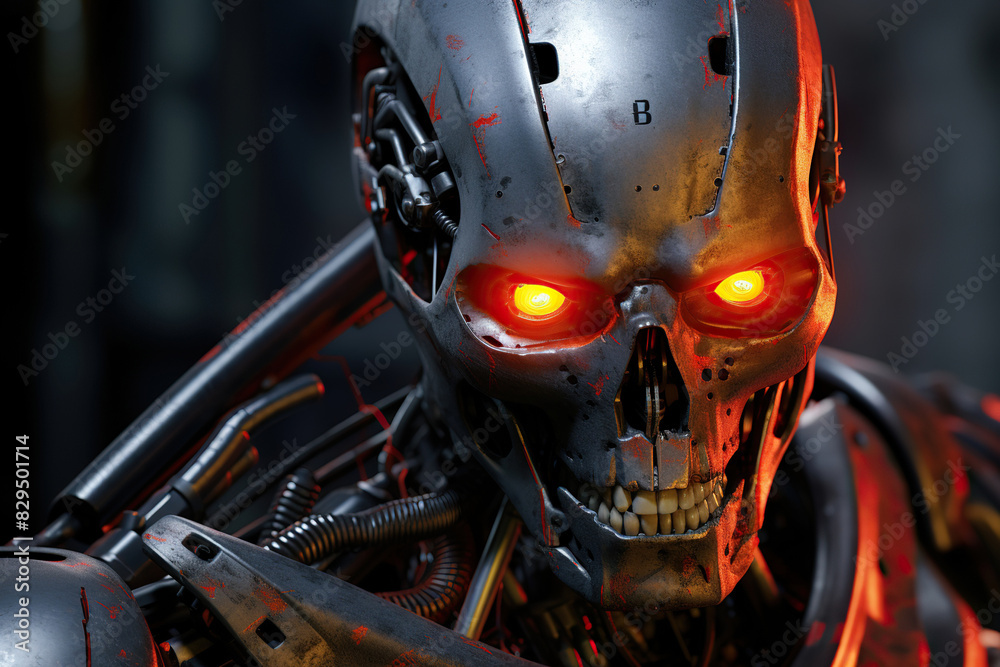 Fototapeta premium Generative ai on theme of beautiful futuristic space robot, autonomous programmable new technique