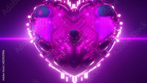 human cyber heart installed in a digital board - new 4k stock video footage anomation AI photo