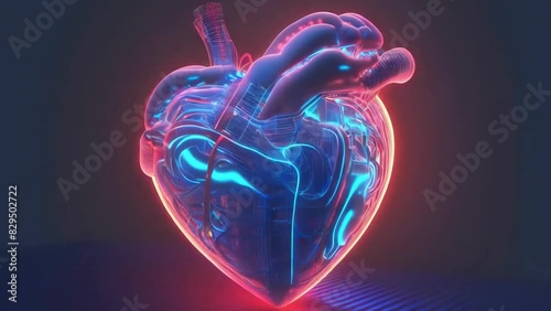 human cyber heart installed in a digital board - new 4k stock video footage anomation AI photo