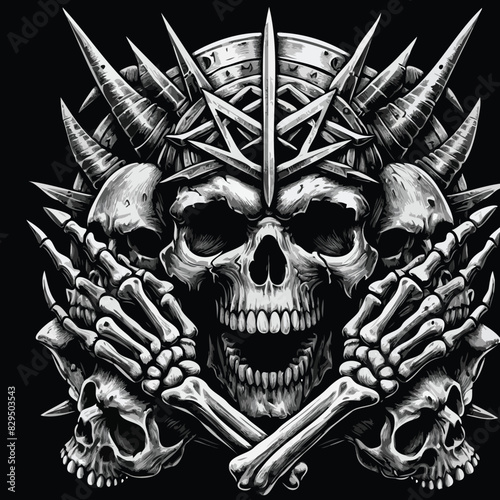skull and bones illustration poster