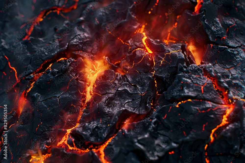 Intense Close-Up of Molten Lava Cracks in Eruption at Night Intense Close-Up of Molten Lava Cracks in Eruption at Night