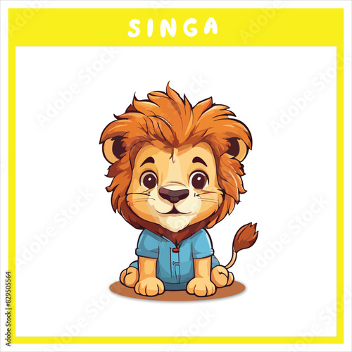 cute lion cub, coloring book