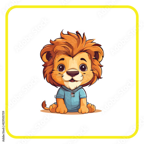 cute lion cub, coloring book