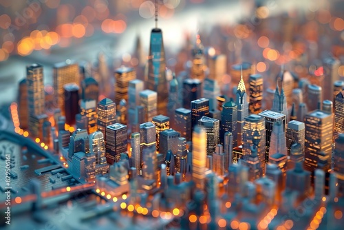 Illuminated Miniature City Night View © Adobe Contributor