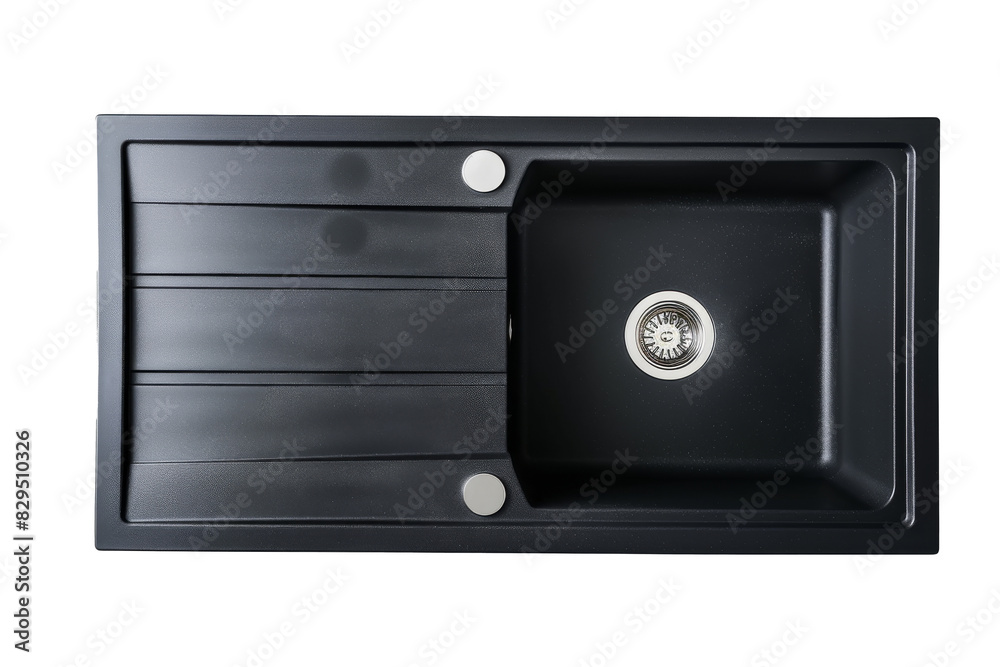 Black double kitchen sink top view with countertop transparent background Black double kitchen sink top view with countertop transparent background