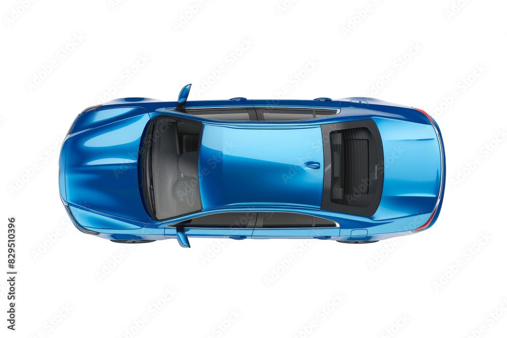 Top view of a blue car on on Transparent Background top view Top view of a blue car on on Transparent Background top view