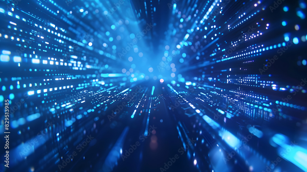 Naklejka premium Blue abstract lines coming together and defining the direction, technology background