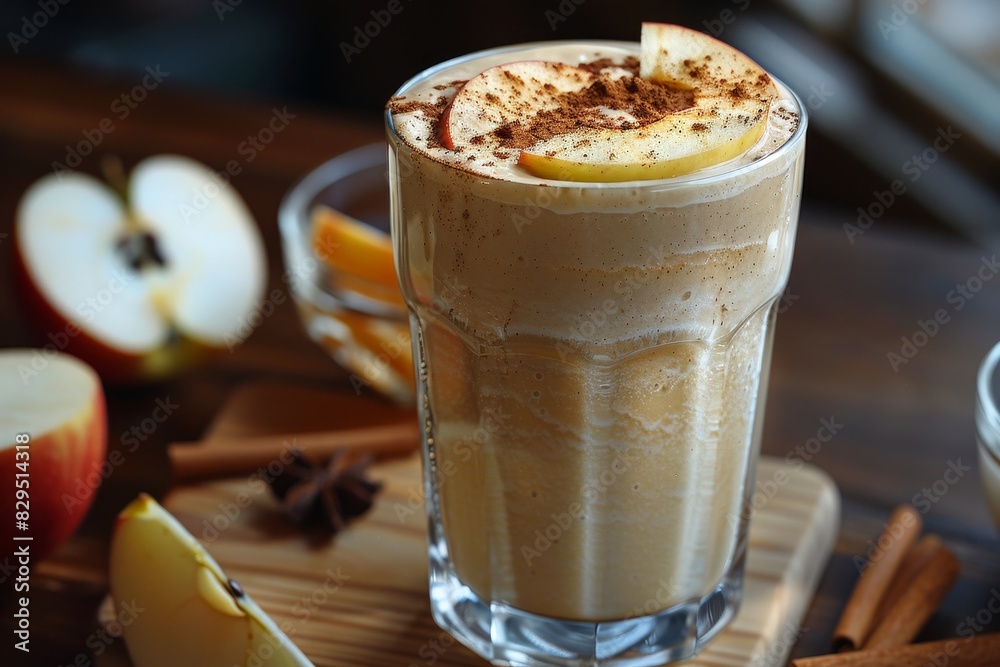Apple Cinnamon Smoothie - Pale cream with apple slices and a sprinkle of cinnamon. Apple Cinnamon Smoothie - Pale cream with apple slices and a sprinkle of cinnamon.