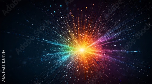 glowing, multi-colored stream of light against a black background