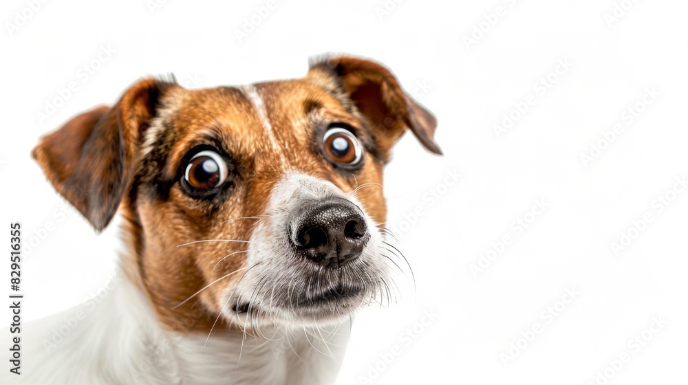 Close Up of a Surprised Dog With a White Background Close Up of a Surprised Dog With a White Background