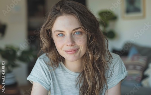 Free Download Confident Brunette Woman in Casual Pose - GFXLoad