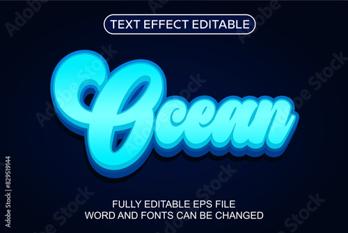 3d text effect ocean vector editable