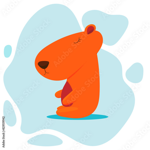 cute, funny capybara on a blue background