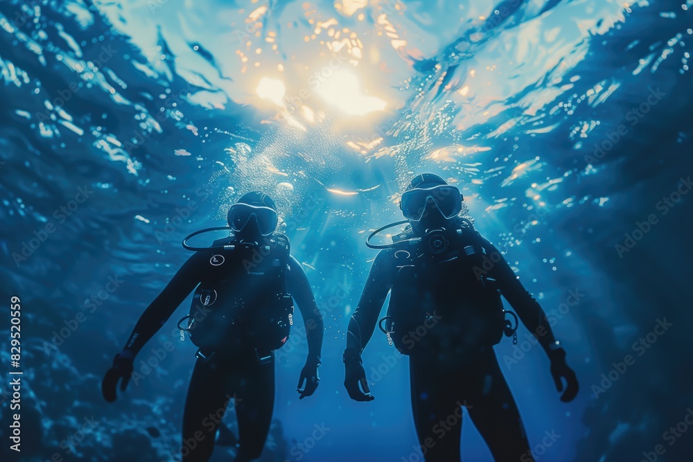 scuba divers under water scuba divers under water