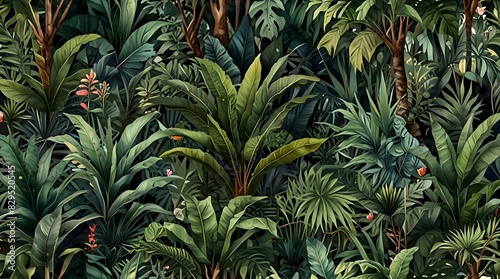  dark green background with a pattern of different types 