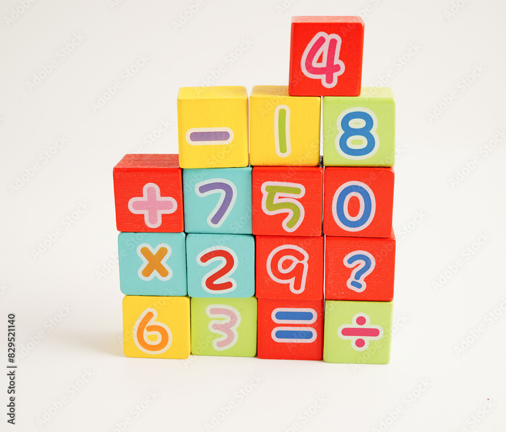 Number wood block cubes for learning Mathematic, education math concept. Number wood block cubes for learning Mathematic, education math concept.