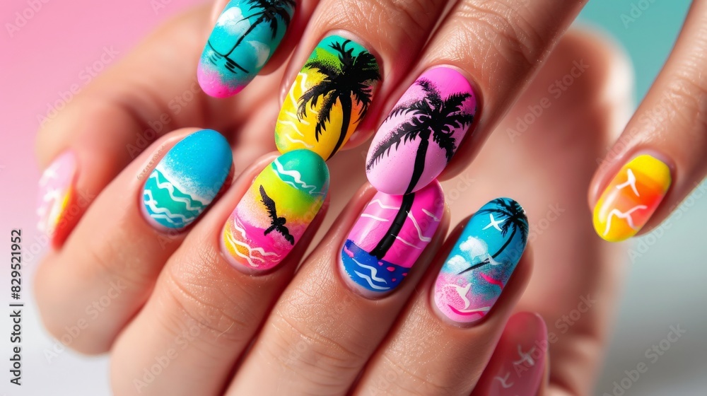 Vibrant Summer Nail Art Tropical Escape Vibrant Summer Nail Art Tropical Escape