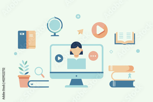 Video conference background design. Educational technology