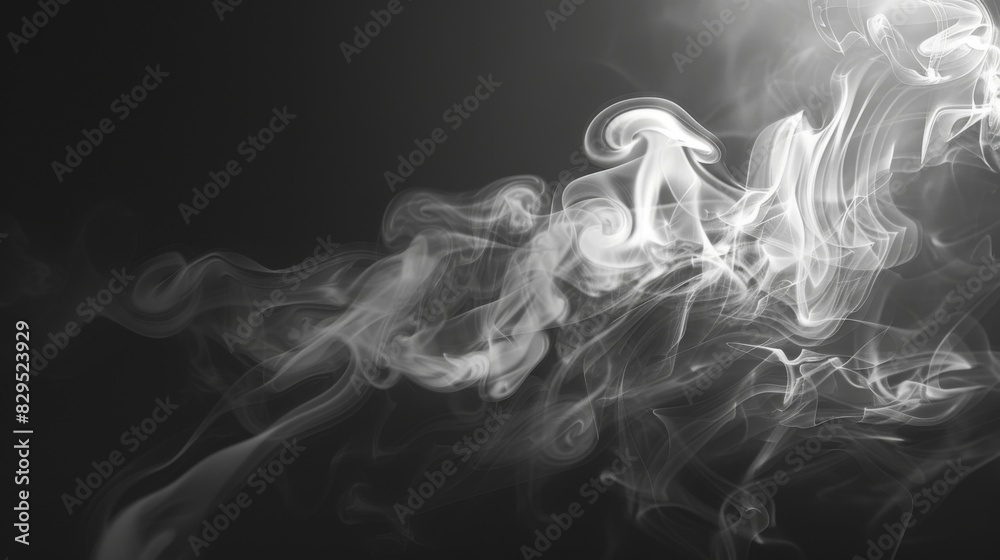 A black-and-white photo of cigarette smoke creating artistic patterns, with a soft light highlighting the smoke's movement.