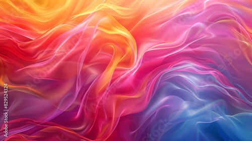The abstract colorful background features a gradient that moves from vibrant orange to soft pink, creating a warm sunset effect.