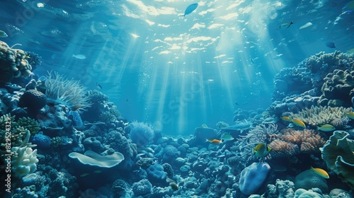 underwater scene with ambient rays of light