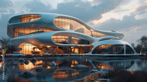 Rival architects showcasing futuristic buildings, design innovation, visionary competition, architectural rivalry