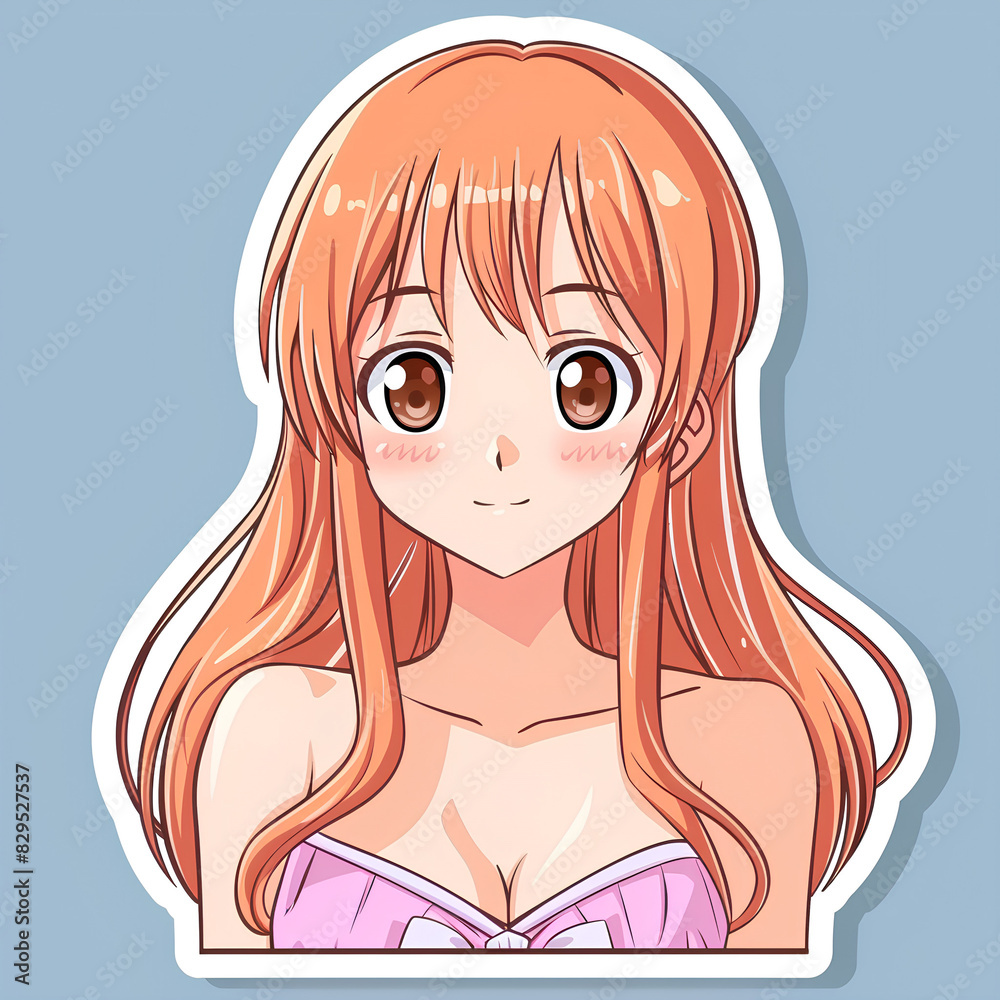 Kawaii Anime Portrait, anime girl character, anime girl sticker, beautiful anime girl illustration, cute anime girl Kawaii Anime Portrait, anime girl character, anime girl sticker, beautiful anime girl illustration, cute anime girl
