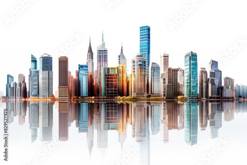 Panorama of skyscrapers  Buildings on white background.