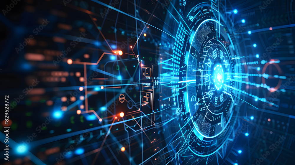 Fototapeta premium Modern hi-tech, science, futuristic technology concept background. Generative AI.