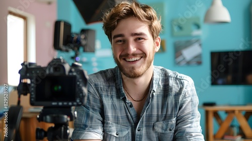 Enthusiastic Young Director of Storytelling Masterminding Success in a Colorful Illustrated Office photo