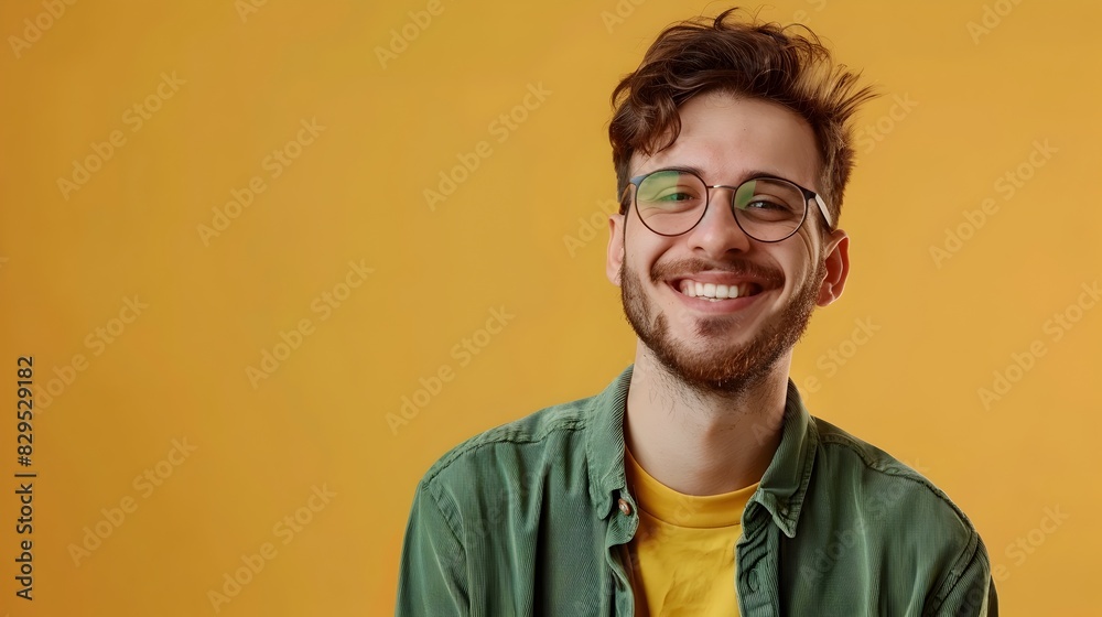 Obraz premium Enthusiastic Young Tutor Thriving in the Digital Classroom