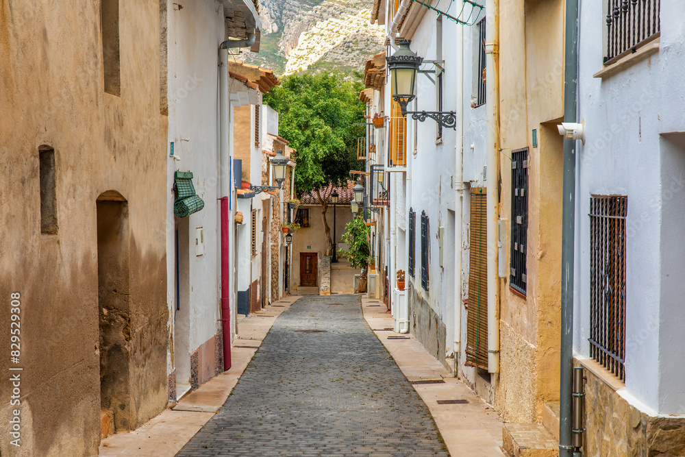 Charming Cobblestone Streets in the Historic Old Town of Oropesa del Mar, Spain