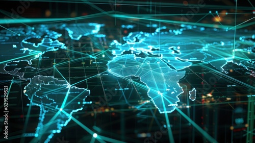 A futuristic hologram displaying the interconnected network of global business partnerships, emphasizing the importance of international collaboration.
