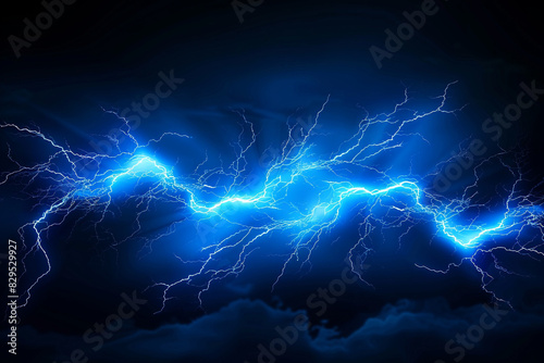 Dark background with intense blue lightning for dramatic poster visuals.