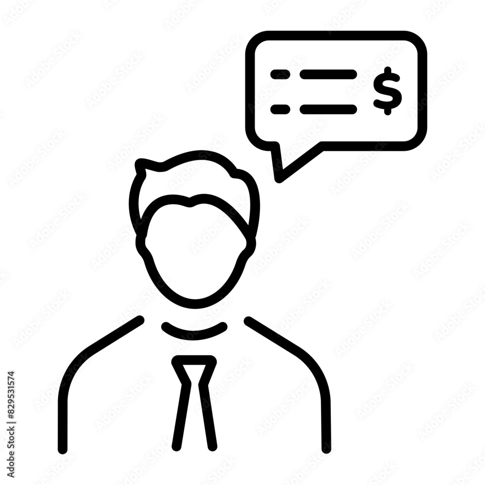 Here’s a linear icon of a financial advisor Here’s a linear icon of a financial advisor
