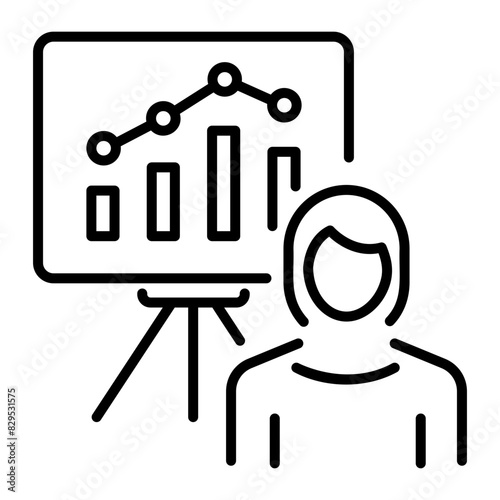 A linear style icon of business presentation 