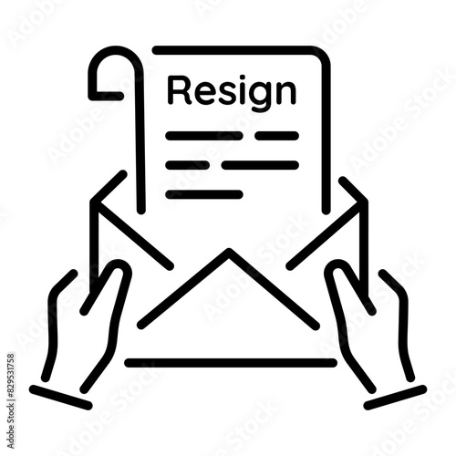 Customizable linear icon of resignation letter 