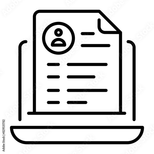 Here’s a line style icon of online resume 