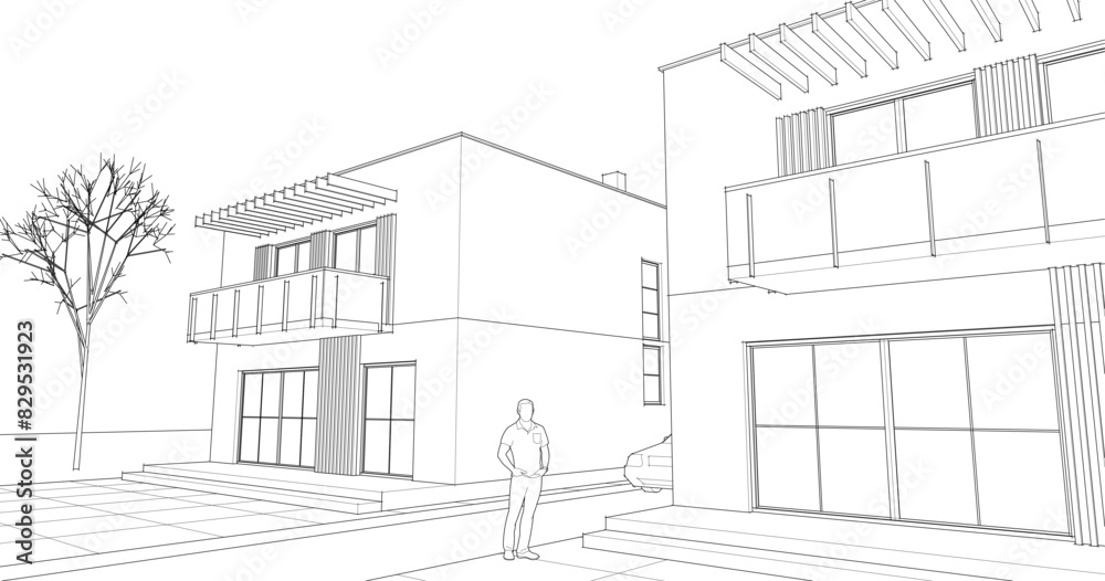 residential modern architecture 3d illustration residential modern architecture 3d illustration