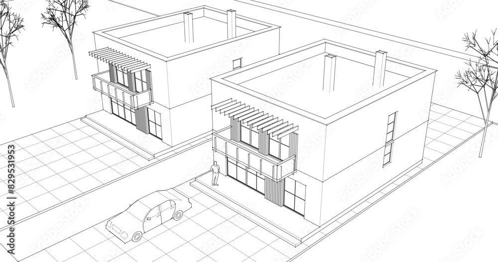 residential modern architecture 3d illustration residential modern architecture 3d illustration