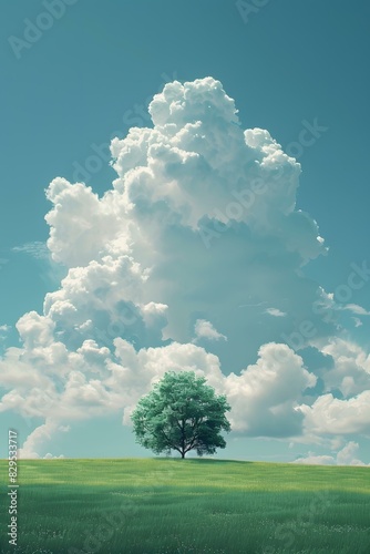 Lonely Tree Under Beautiful Clouds photo