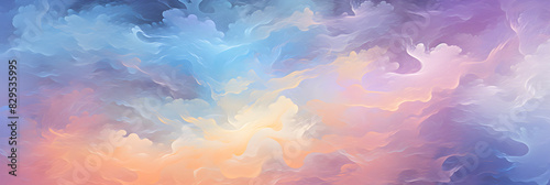 A colorful painting of a cloud with a rainbow background, Rainbow Dreams: Vibrant Painting of Clouds Against Colorful Sky, Whimsical Sky: Colorful Cloud Painting Set Against a Rainbow Background
 photo