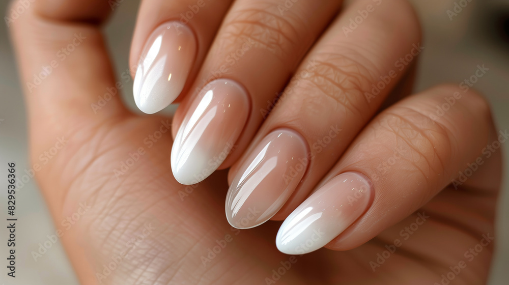  Elegant French Manicure with Glossy White Tips