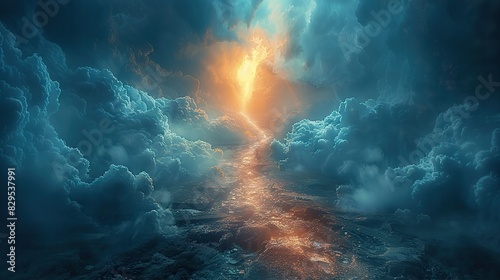 A conceptual image of a path leading to a bright light.