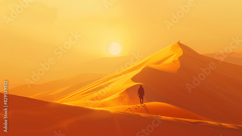 a person walking on sand dunes