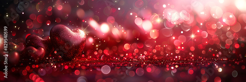 Dark Red Valentine's Day Texture Background, Banner with a background image of red sequins Christmas background 