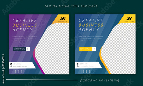 Flat design instagram posts influencer design template 